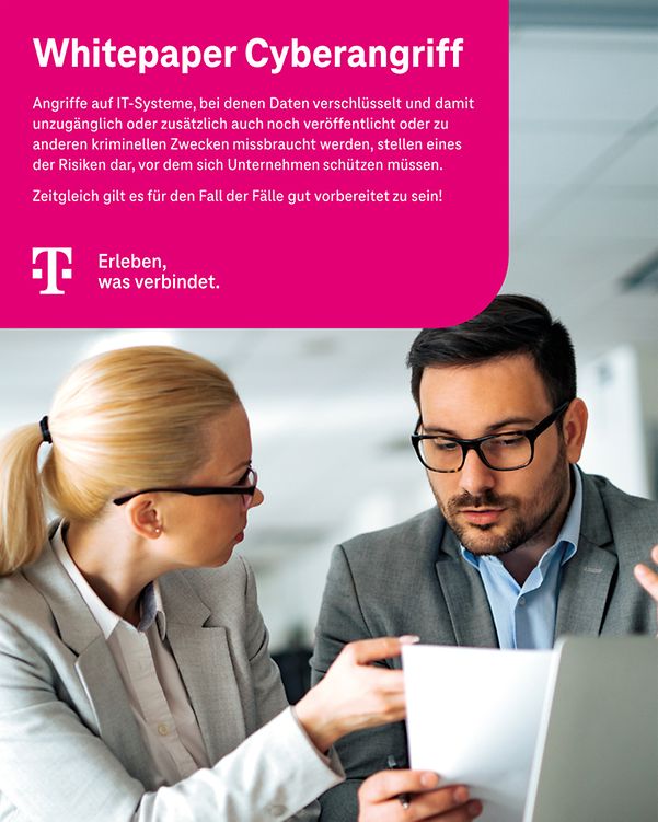 Cover of the white paper, showing two people sitting at a table with a laptop, analysing a document