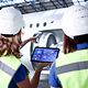 Airport staff use a tablet connected via 5G campus networks.
