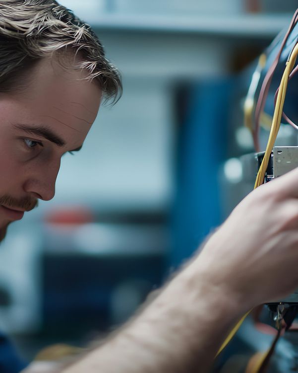 A technician works on a Telekom server cabinet.