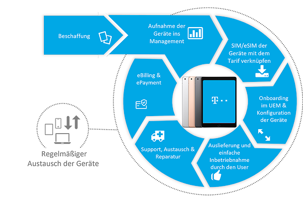 Systematic pie chart illustration of 360° LifeCycle Management.