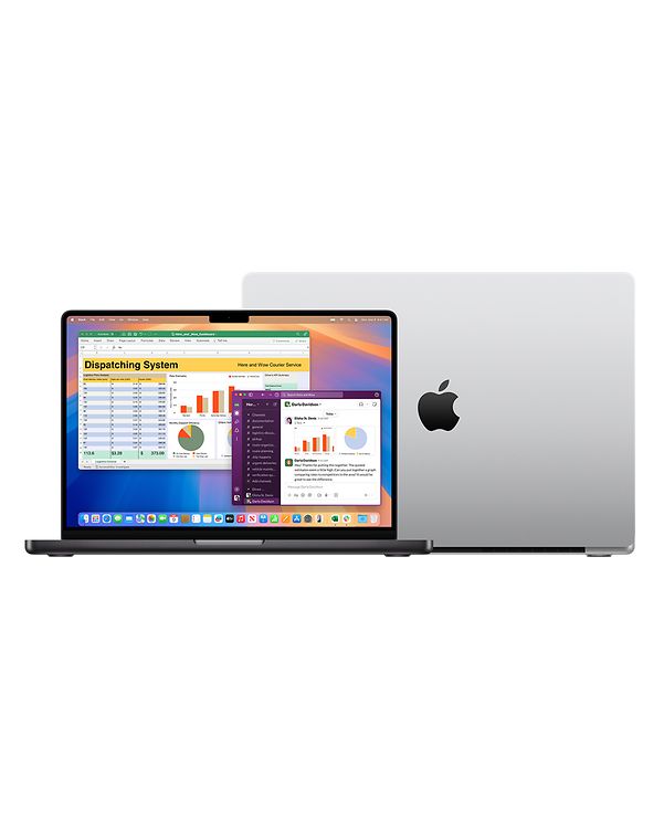 MacBook Pro with business screen