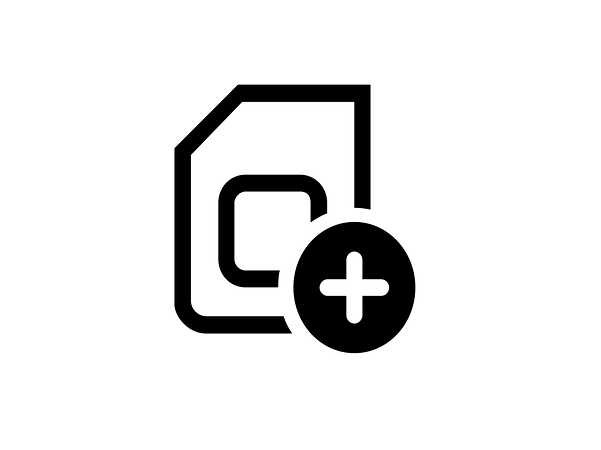 A SIM card with a plus sign in the bottom right corner
