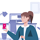 Woman holding a smartphone in an office