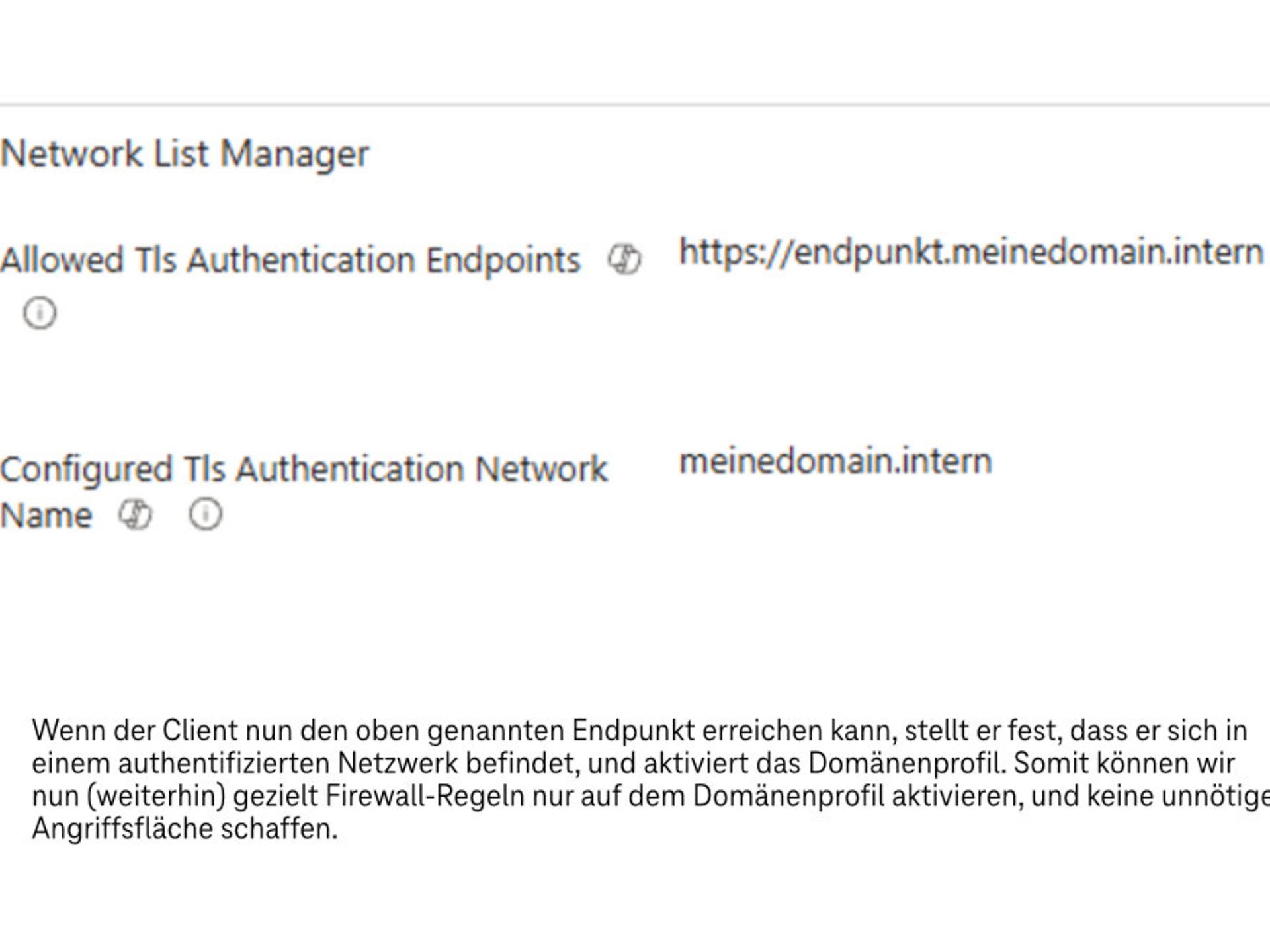 Screenshot "Network List Manager" aus den Konfigurationseinstellungen der Windows Firewall