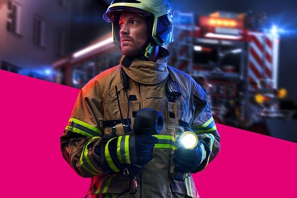 An illustration of a firefighter to demonstrate the prioritisation of the emergency services lane