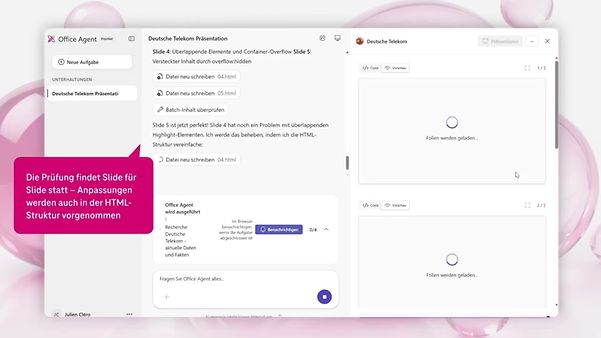 Office Agent Frontier is creating a Deutsche Telekom presentation