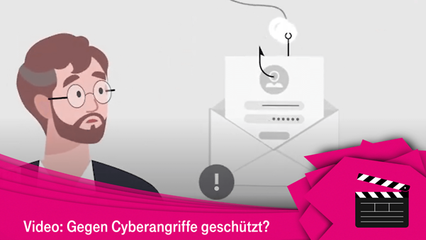 cartoonhaftes Portät eines Mannes der ungläubig auf einen Biefumschlag schaut, dessen Inhalt mit einer Angel gefischt wird
