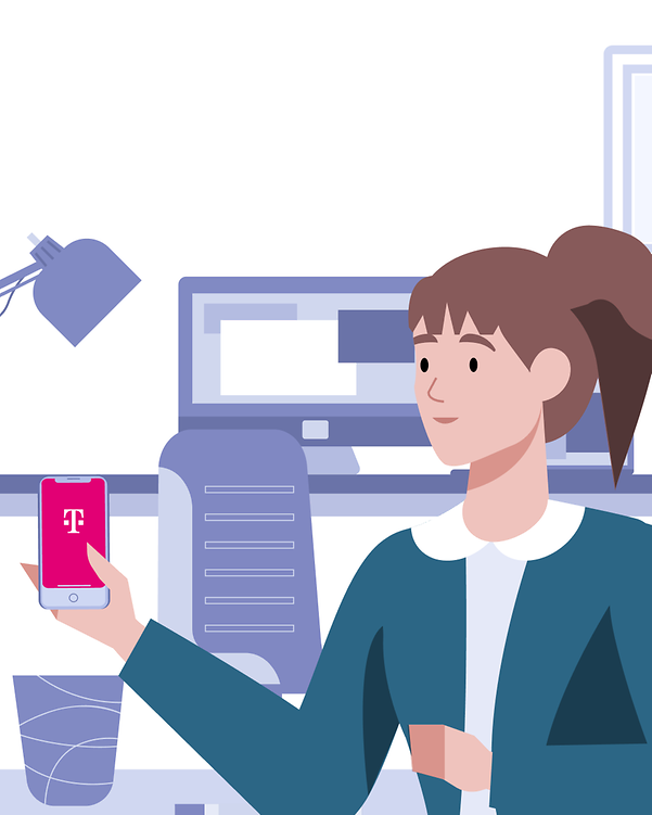 Frau mit Smartphone in der Hand in einem Büro
