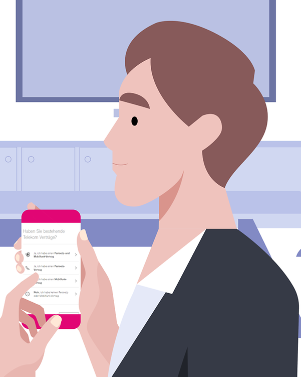 Mann mit Smartphone in einem Meetingraum.