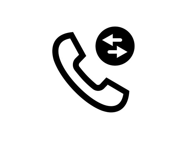 Ein Telefonhörer mit einem Wechsel-Symbol oben rechts