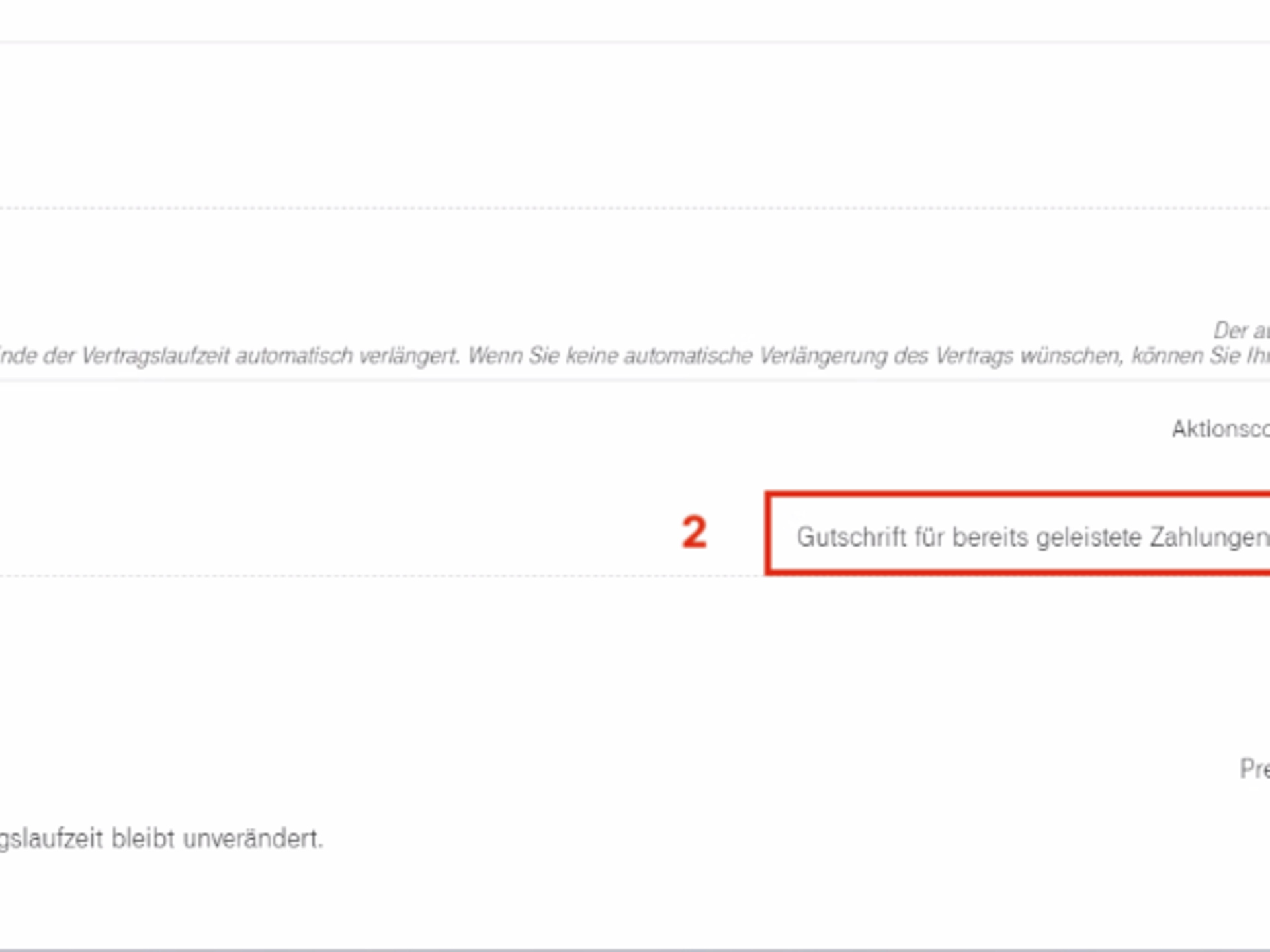 Hinweis zur Gutschrift