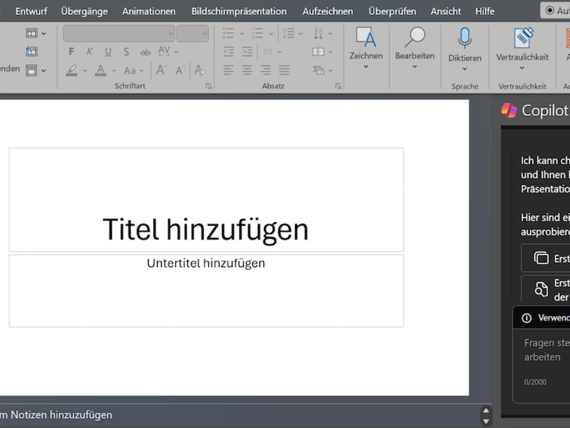 Copilot in PowerPoint öffnen
