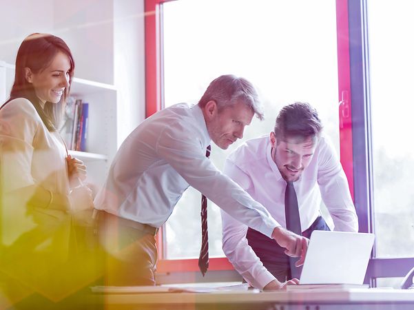 Team im Businessmeeting diskutiert Strategien – Symbolbild für das T Business Partnerprogramm