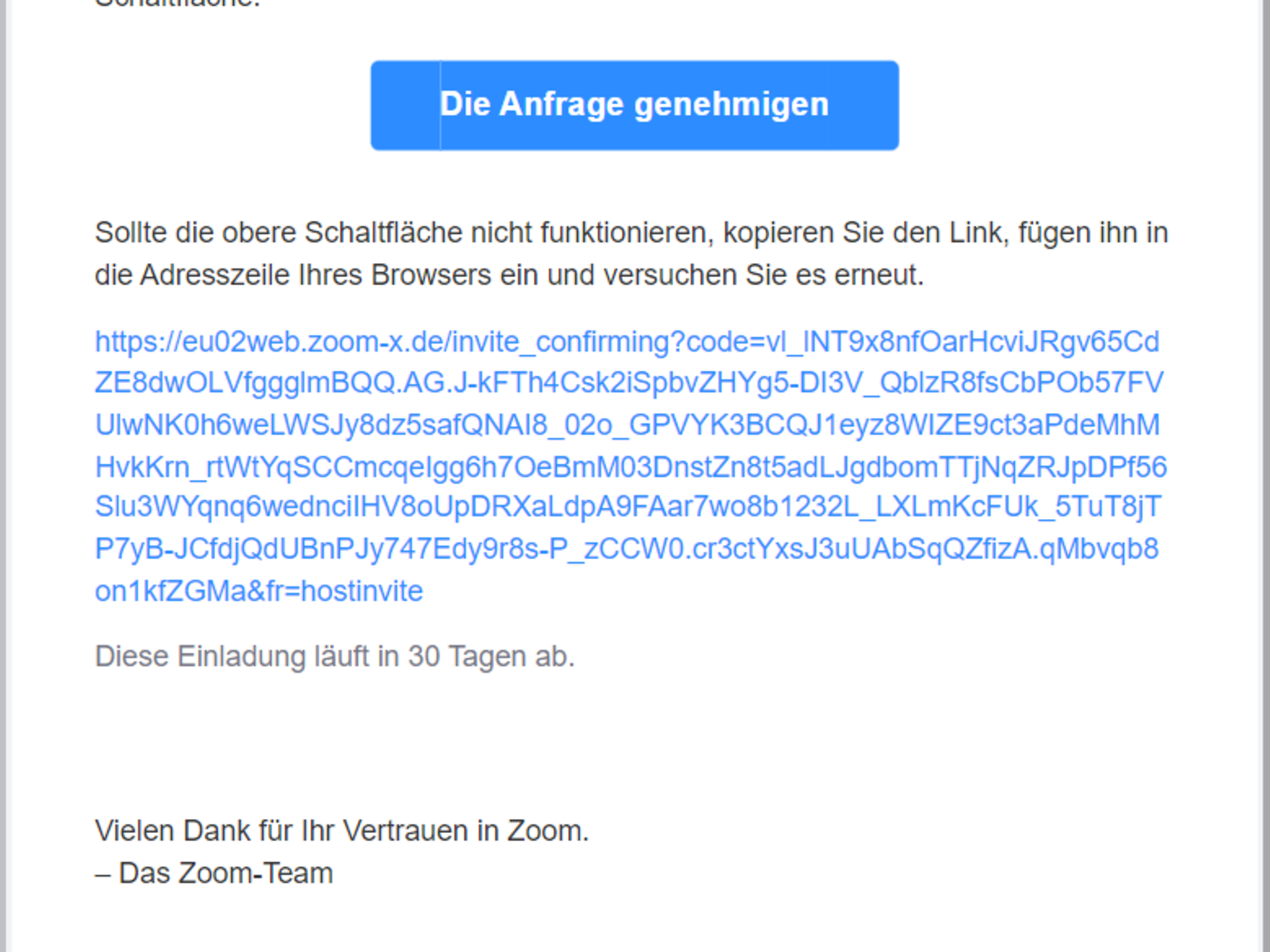 Annehmen der E-Mail Einladung