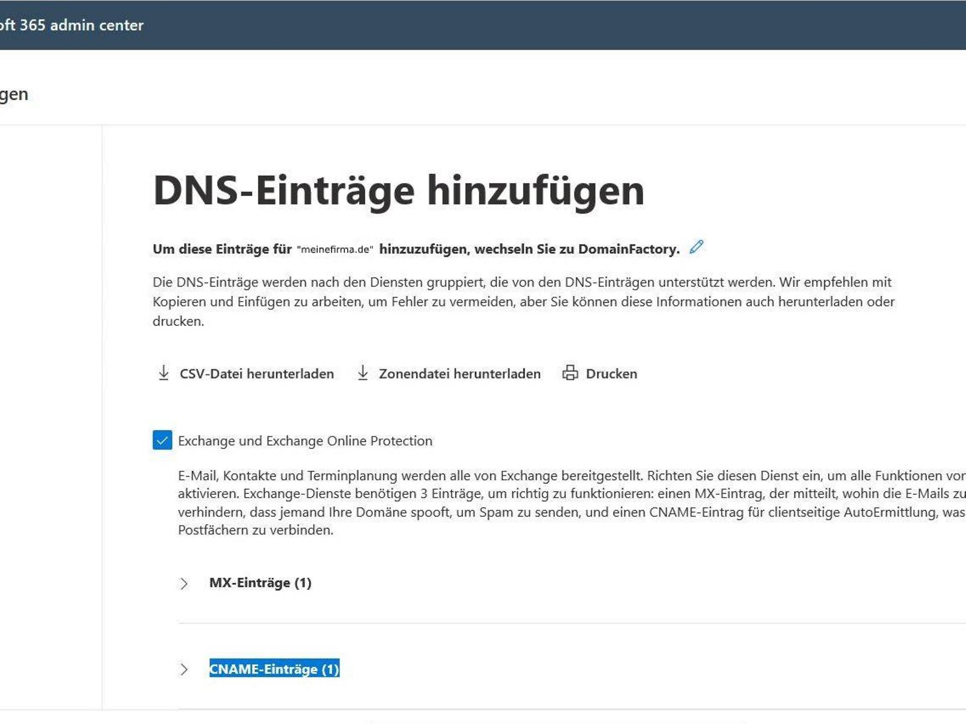 DNS Einträge hinzufügen