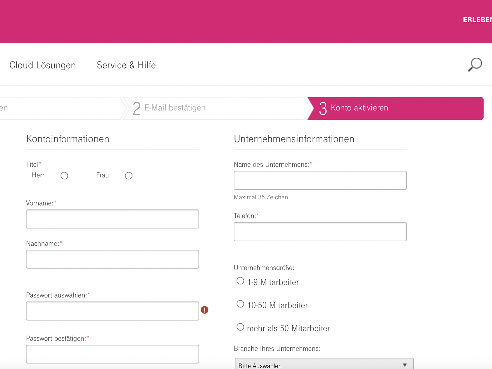 Telekom Cloud Marketplace-Konto-aktivieren