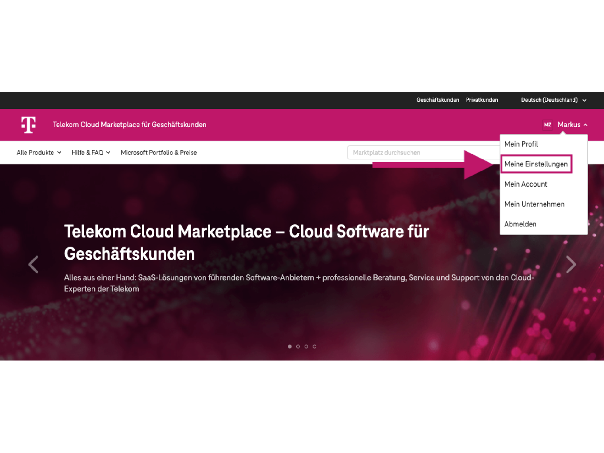 Telekom Cloud Marketplace-Meine-Einstellungen-1