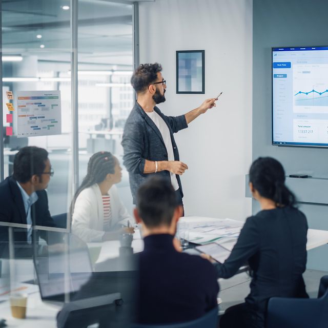 Buehnengrafik Vortrag Meeting in Büro