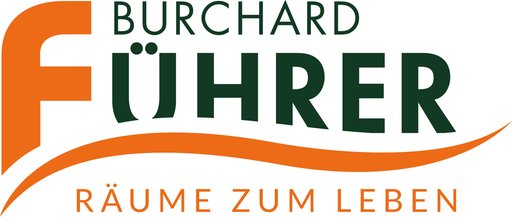 Logo lettering in orange and green Burchard Führer Rooms for living