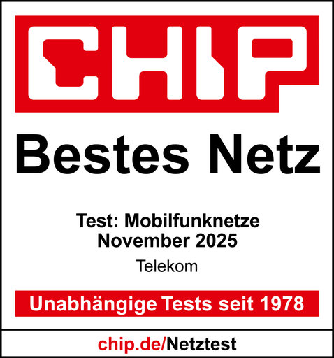 Telekom bei Chip Mobilfunknetz-Test mit bestem Netz ausgezeichnet